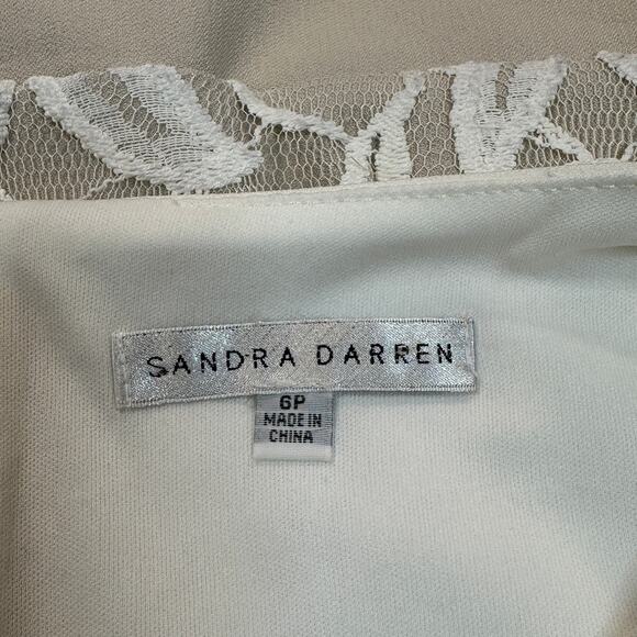 Sandra Darren Dress Womens 6P Neutral Colorblock Embroidered Sleeveless Sheath - Picture 6 of 11